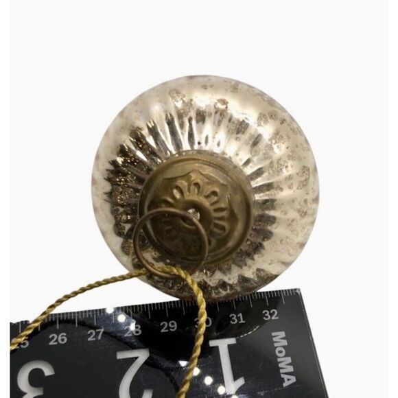 Vintage Mercury Glass Handblown Christmas Ornament Antique Gold With Bronze Topp - Picture 11 of 16